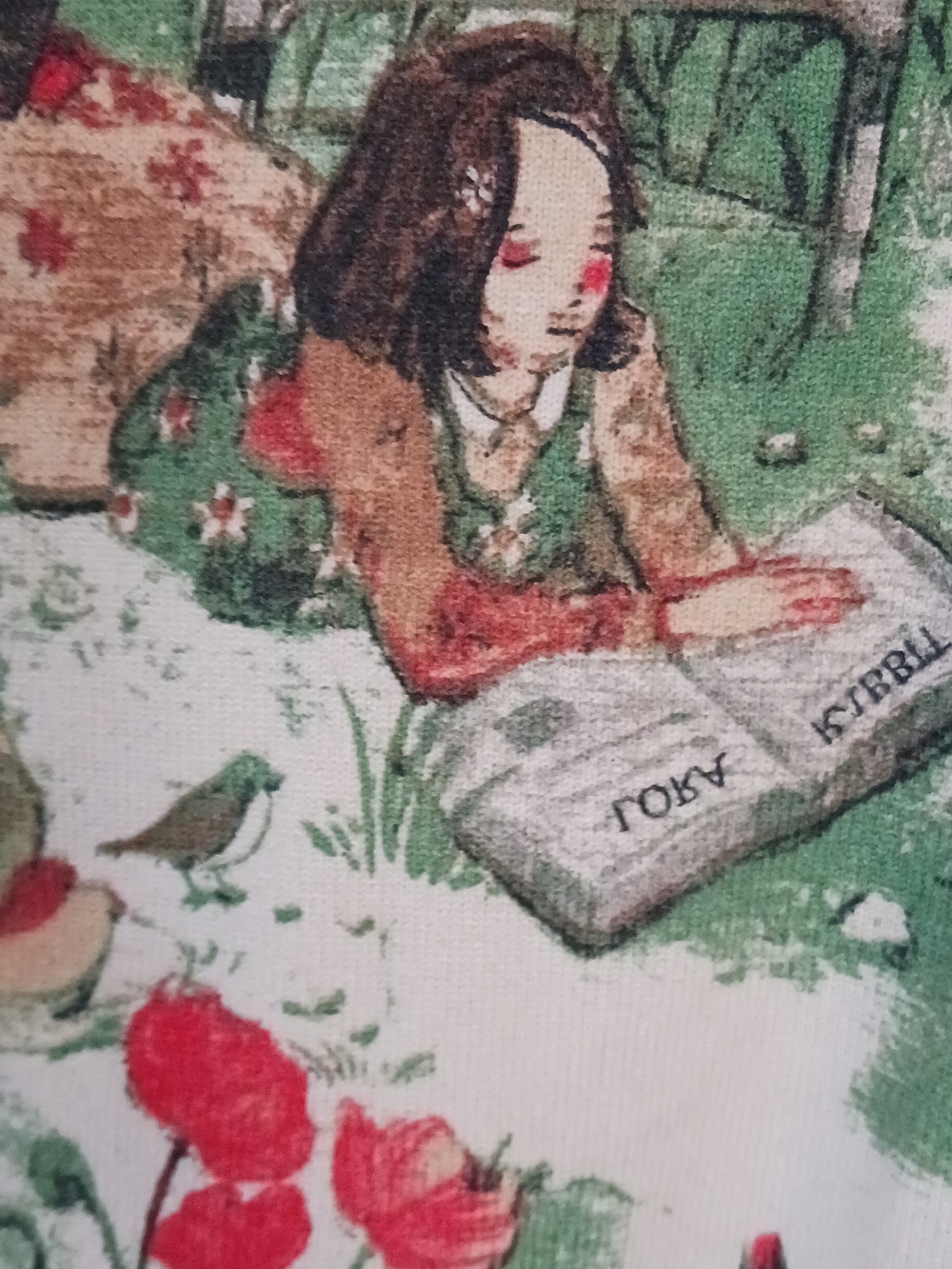 Whimsical Thick Floral Animal Print Sweater in Cream and Red - Picture 5 of 9